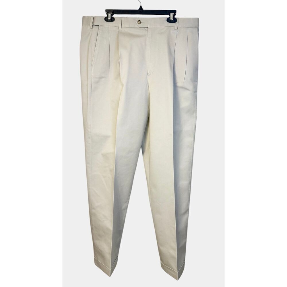 Saddlebred Men’s Dress Pants Pleated Cuffed Khaki Sz. 40 X 32